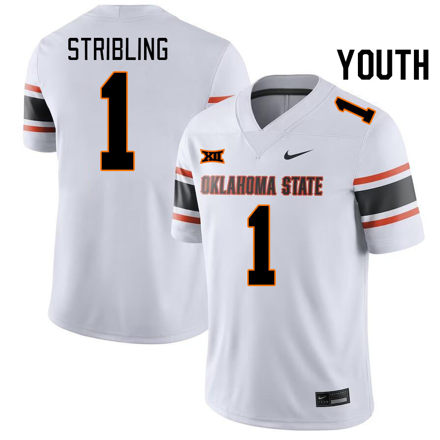 Youth #1 De'Zhaun Stribling Oklahoma State Cowboys College Football Jerseys Stitched-White